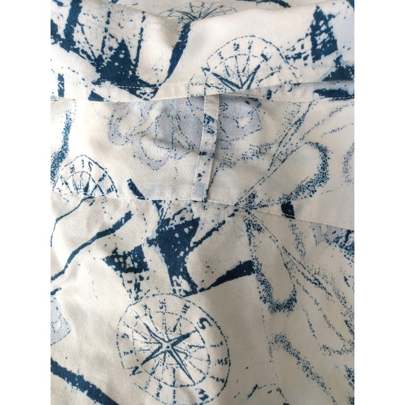 LINCS DC & Company Men's Blue White Silk Cotton Compass Button Front Shirt M - Picture 13 of 13